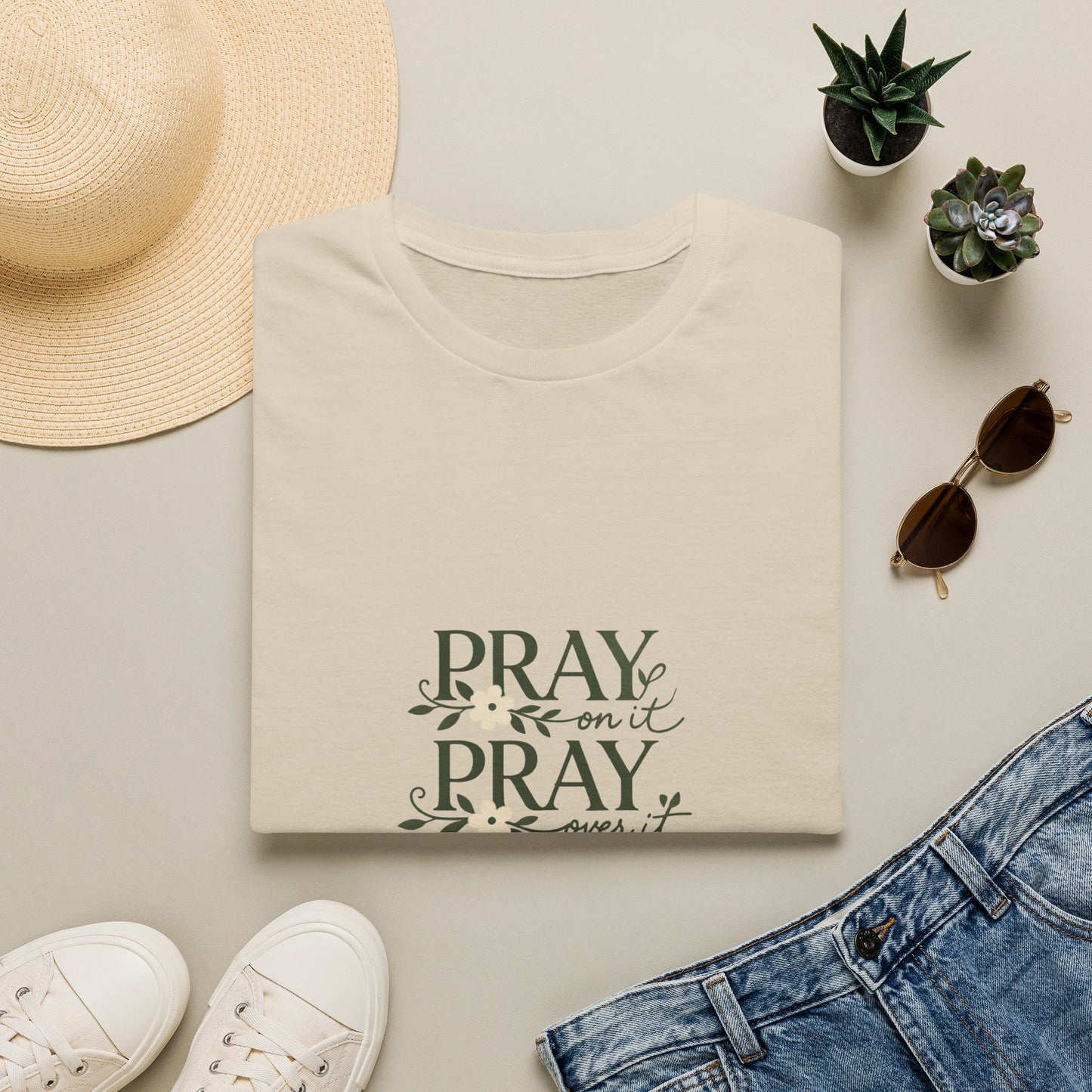 Floral "Pray On It, Pray Over It, Pray Through It" Tee