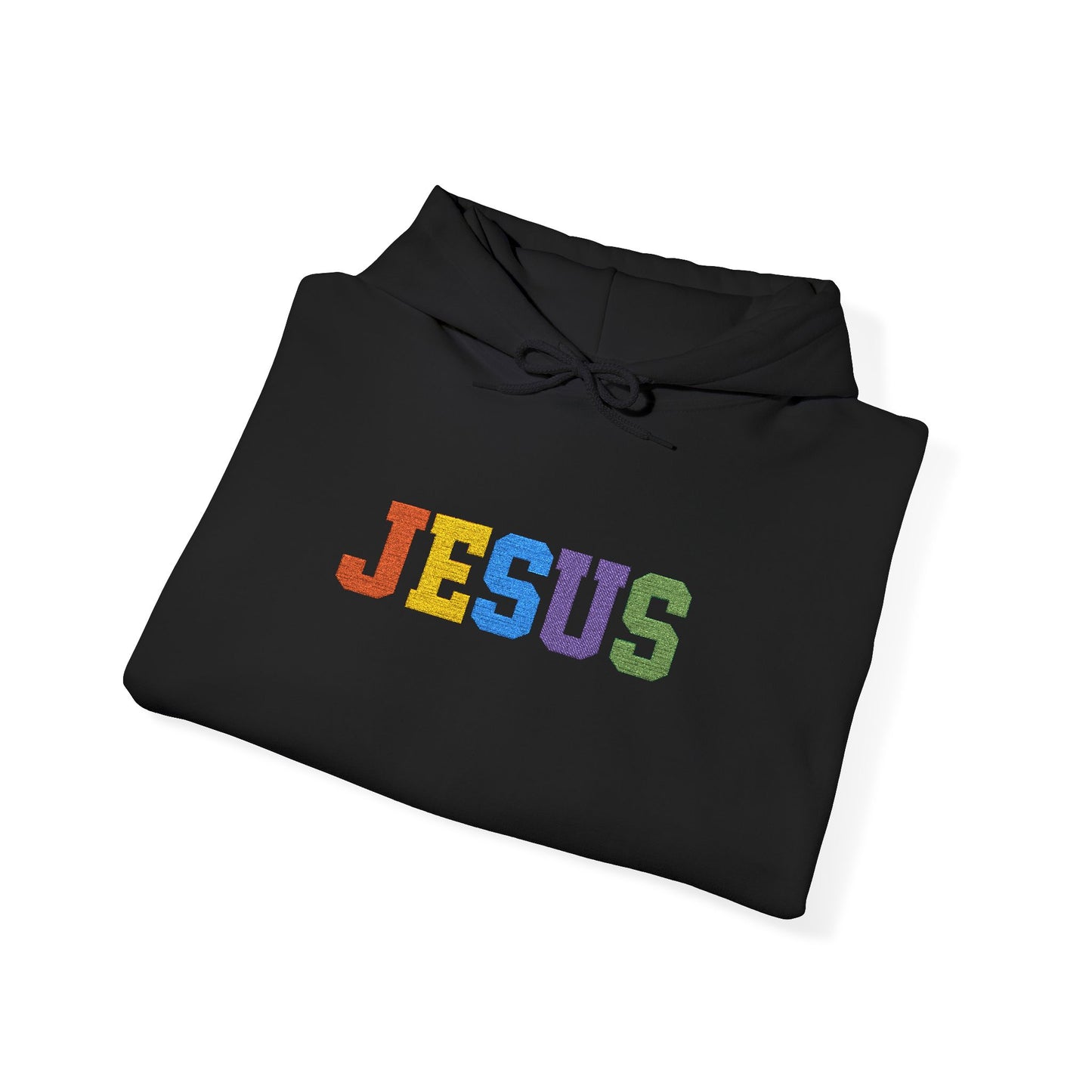 Embroidered Faith-Inspired “JESUS” Pullover Hoodie for Everyday Comfort