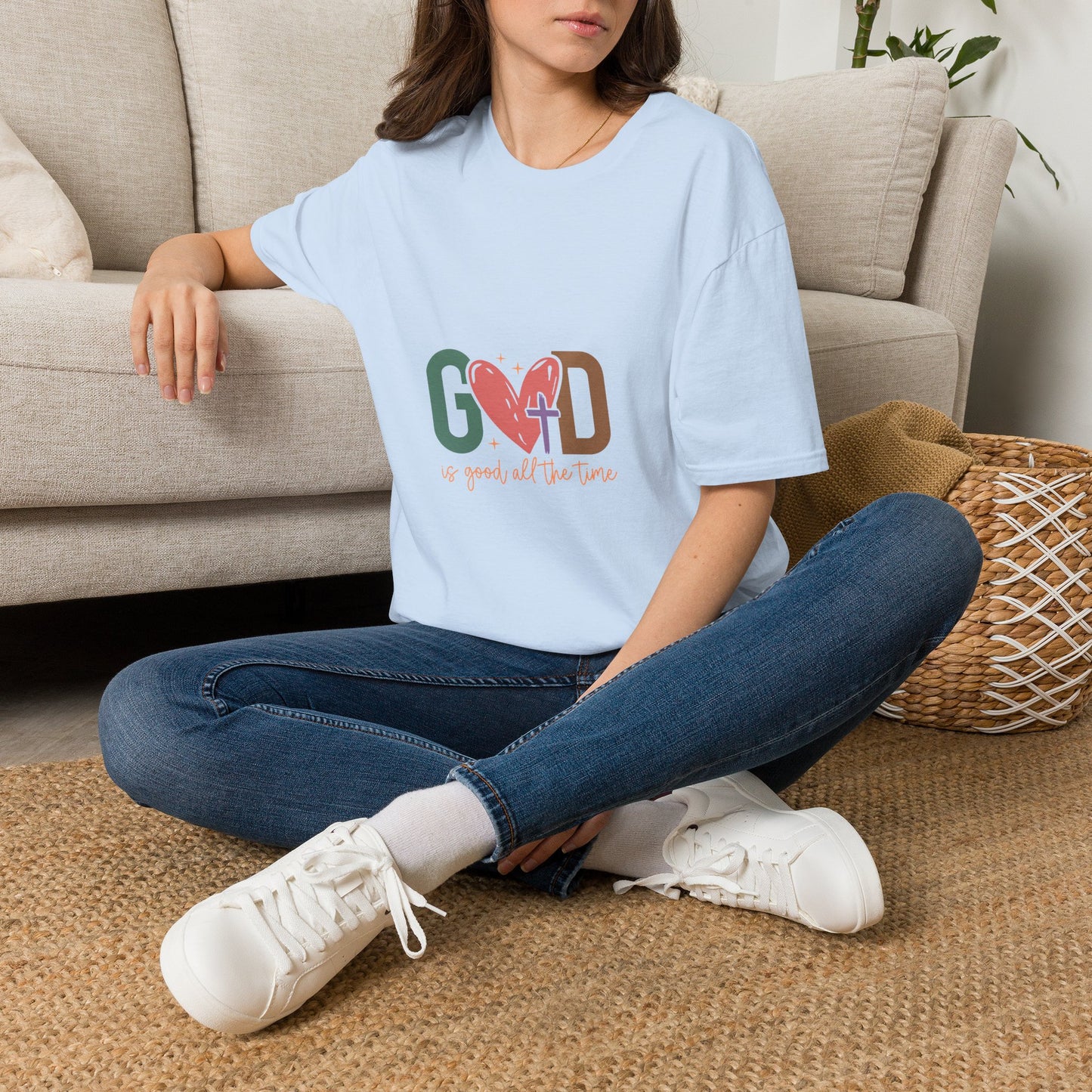 God With Heart Cross T-Shirt — Faith-Based Inspirational Tee