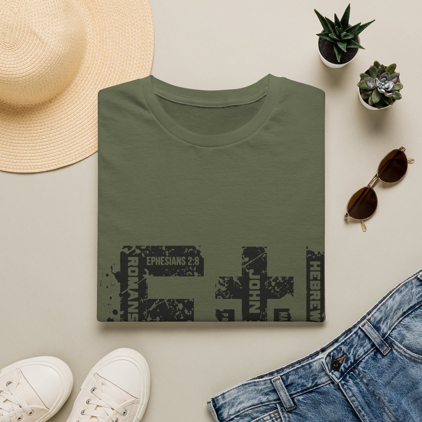Faith Cross T-Shirt — Christian Scripture Graphic Tee (Ephesians 2:8)