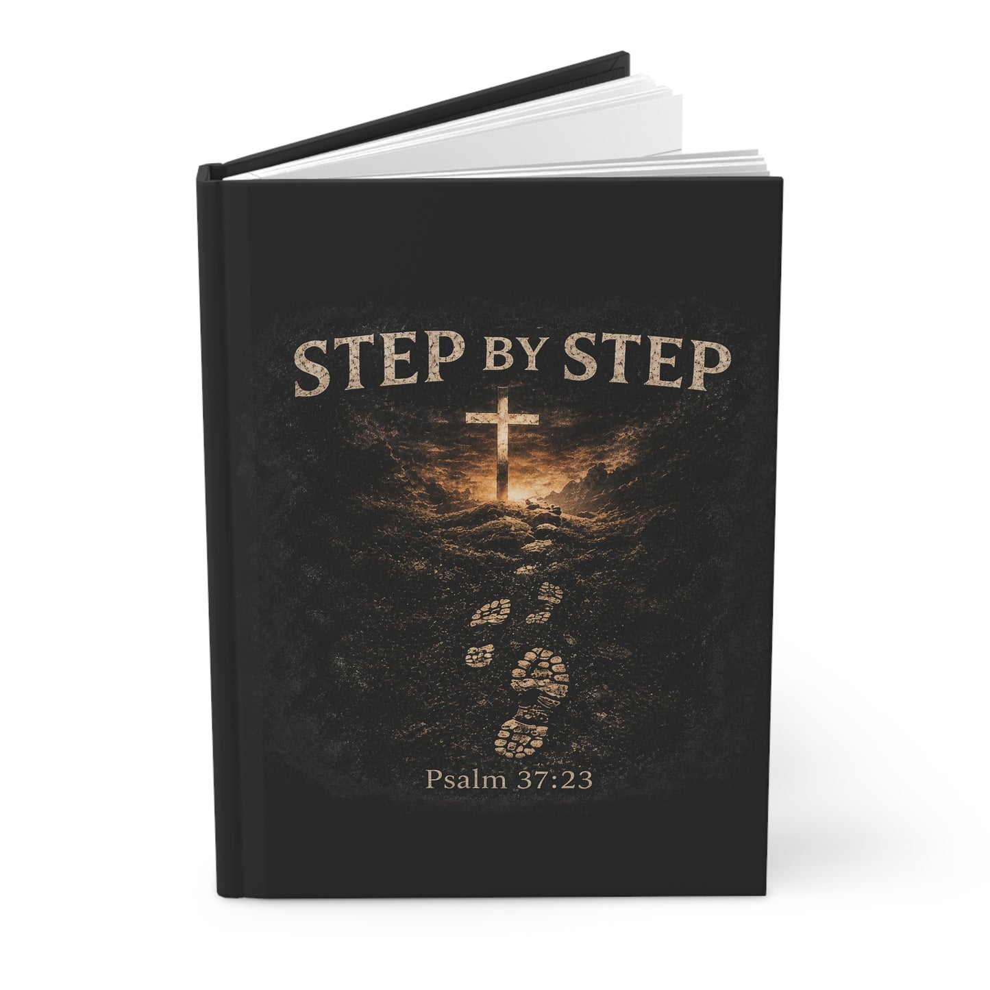 Hardcover Journal — "Step by Step" Psalm 37:23 Christian Prayer Journal