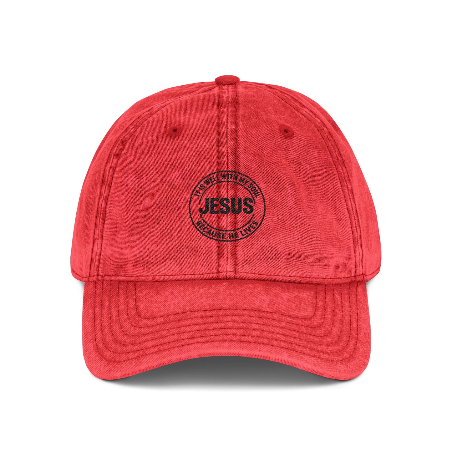 Embroidered Jesus Vintage Cap — Washed Red Baseball Hat