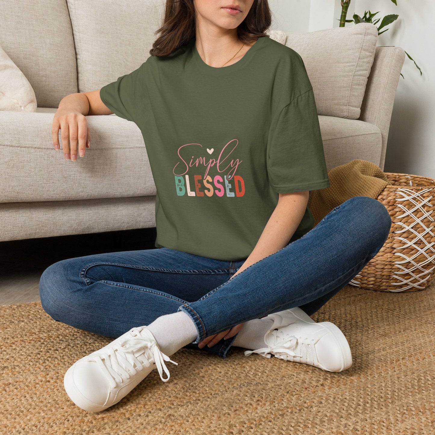 Simply Blessed T-Shirt — Pastel Script Faith Tee