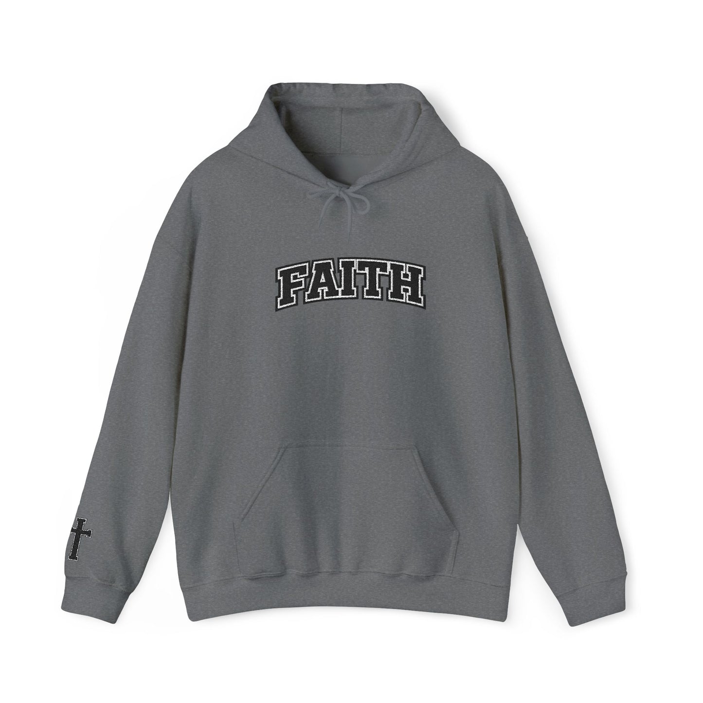 FAITH Collegiate Embroidered Hoodie  Bold faith. Everyday comfort.