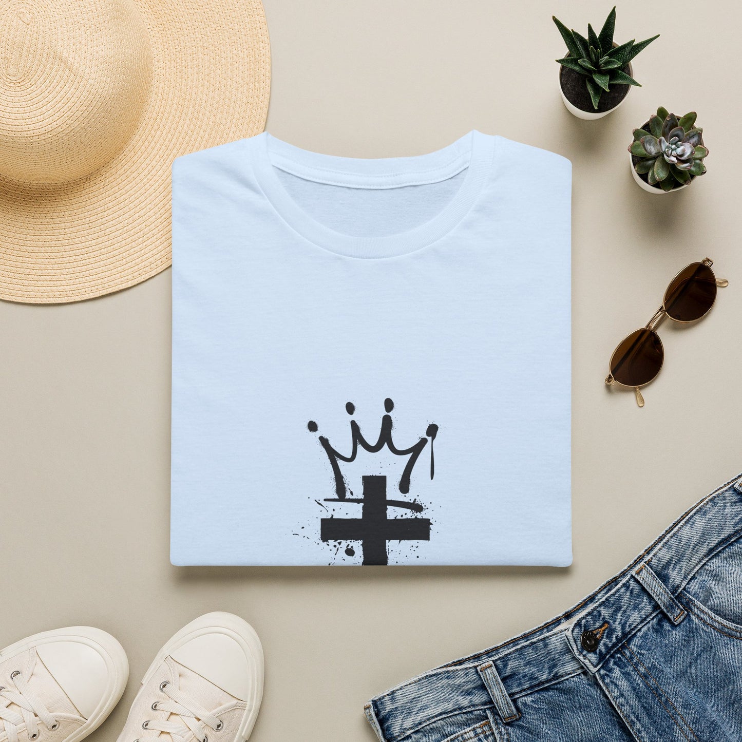Jesus King T-Shirt — Crowned Cross Faith Graphic Tee
