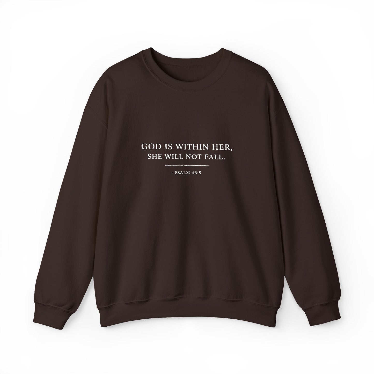 Embroidered "God Is Within Her, She Will Not Fail" Bible Verse Christian Pullover w/white text