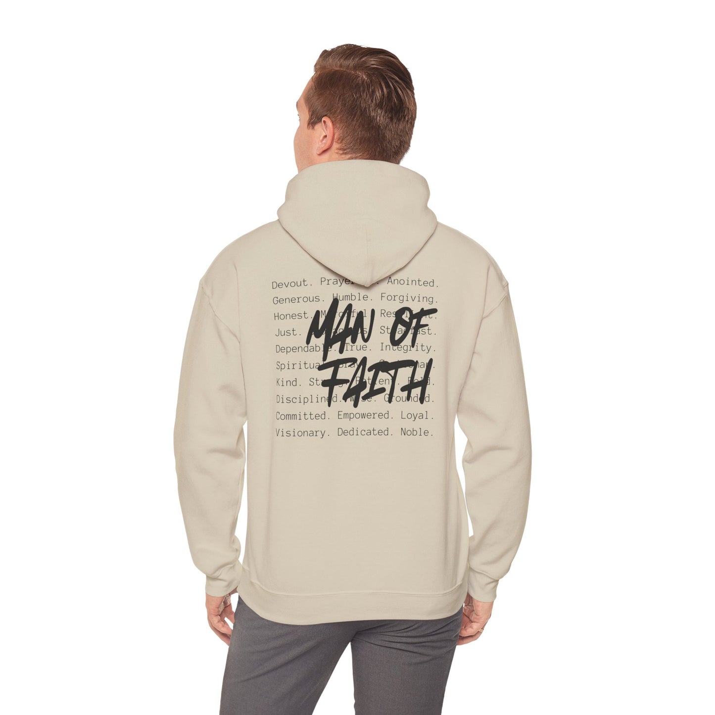 Man of Faith Hoodie — Inspirational Christian Script Pullover