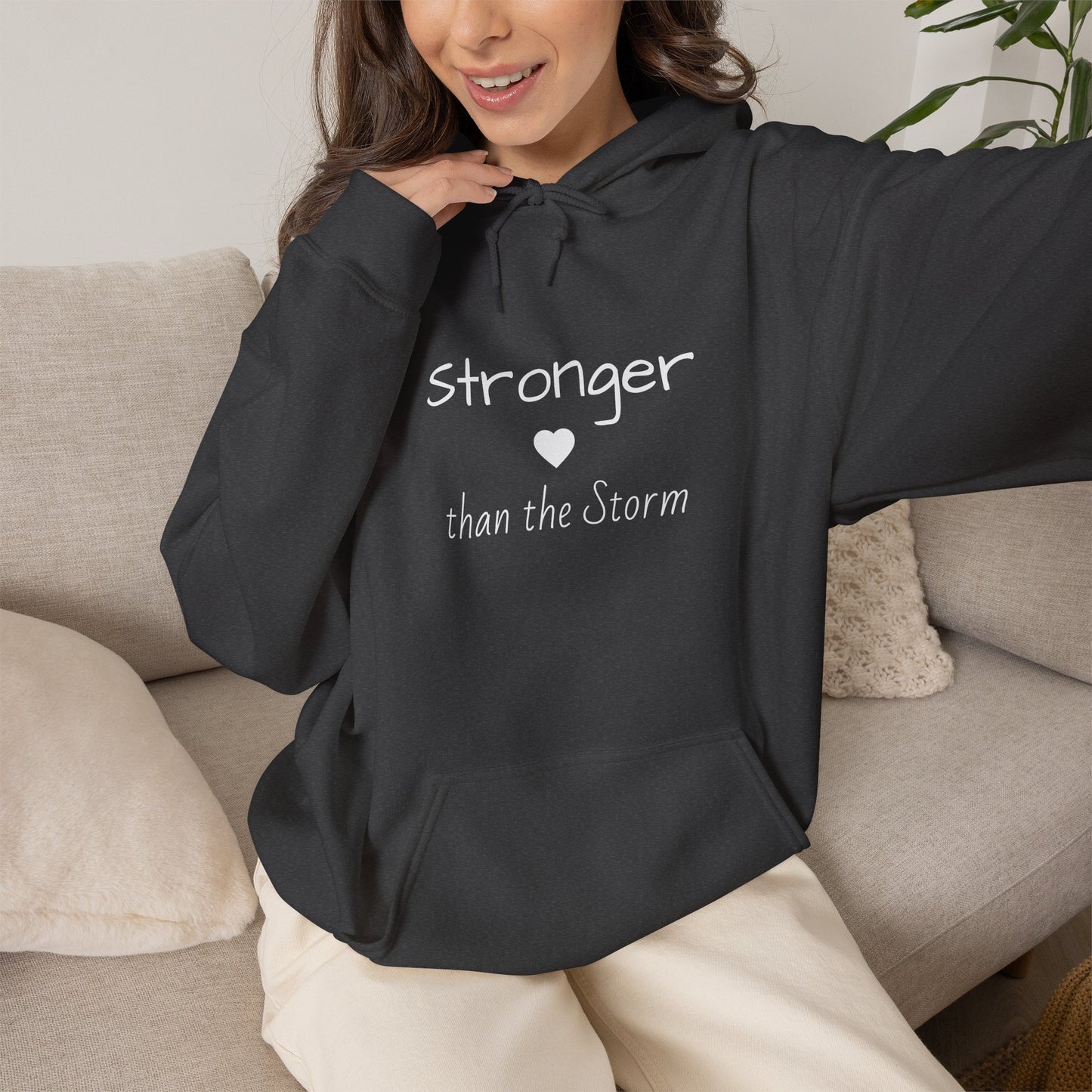 "Stronger than the Storm" Inspirational Pullover Hoodie