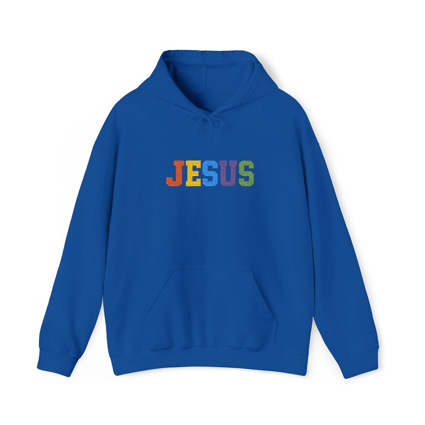 Embroidered Faith-Inspired “JESUS” Pullover Hoodie for Everyday Comfort