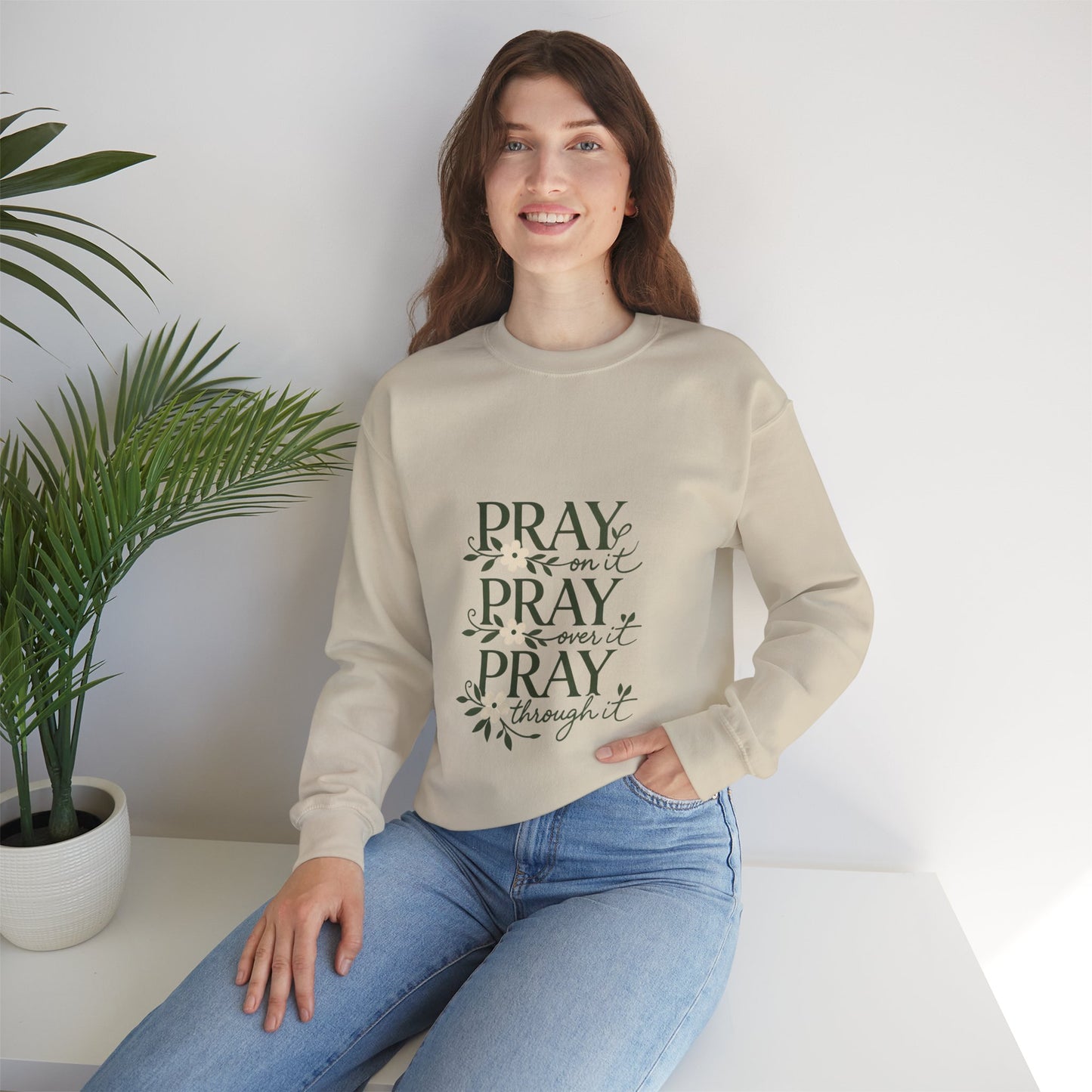 Prayer Floral Crewneck Sweatshirt — Faith-Inspired Christian Pullover