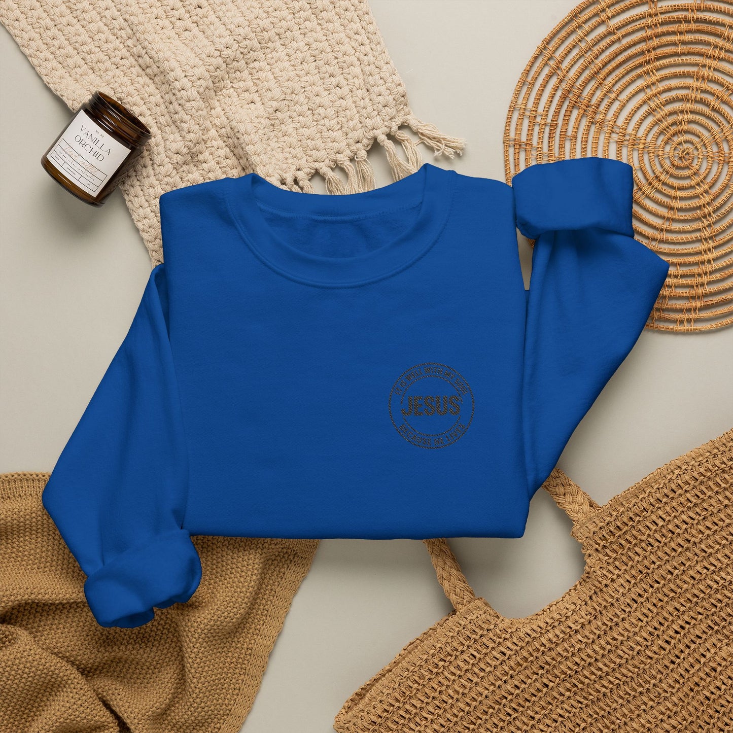 Embroidered "It is well with my soul" quiet statement of faith emblem sweatshirt