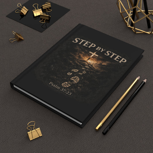 Hardcover Journal — "Step by Step" Psalm 37:23 Christian Prayer Journal