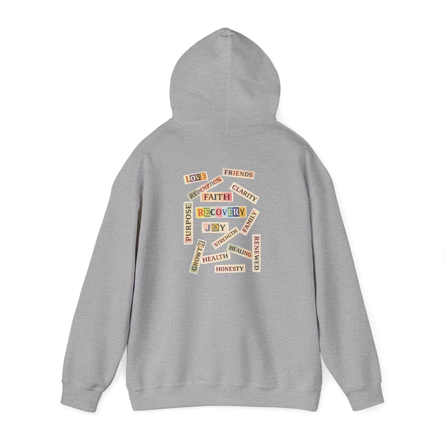 Recovery Words Hoodie — Inspirational Word Cloud Hooded Sweatshirt