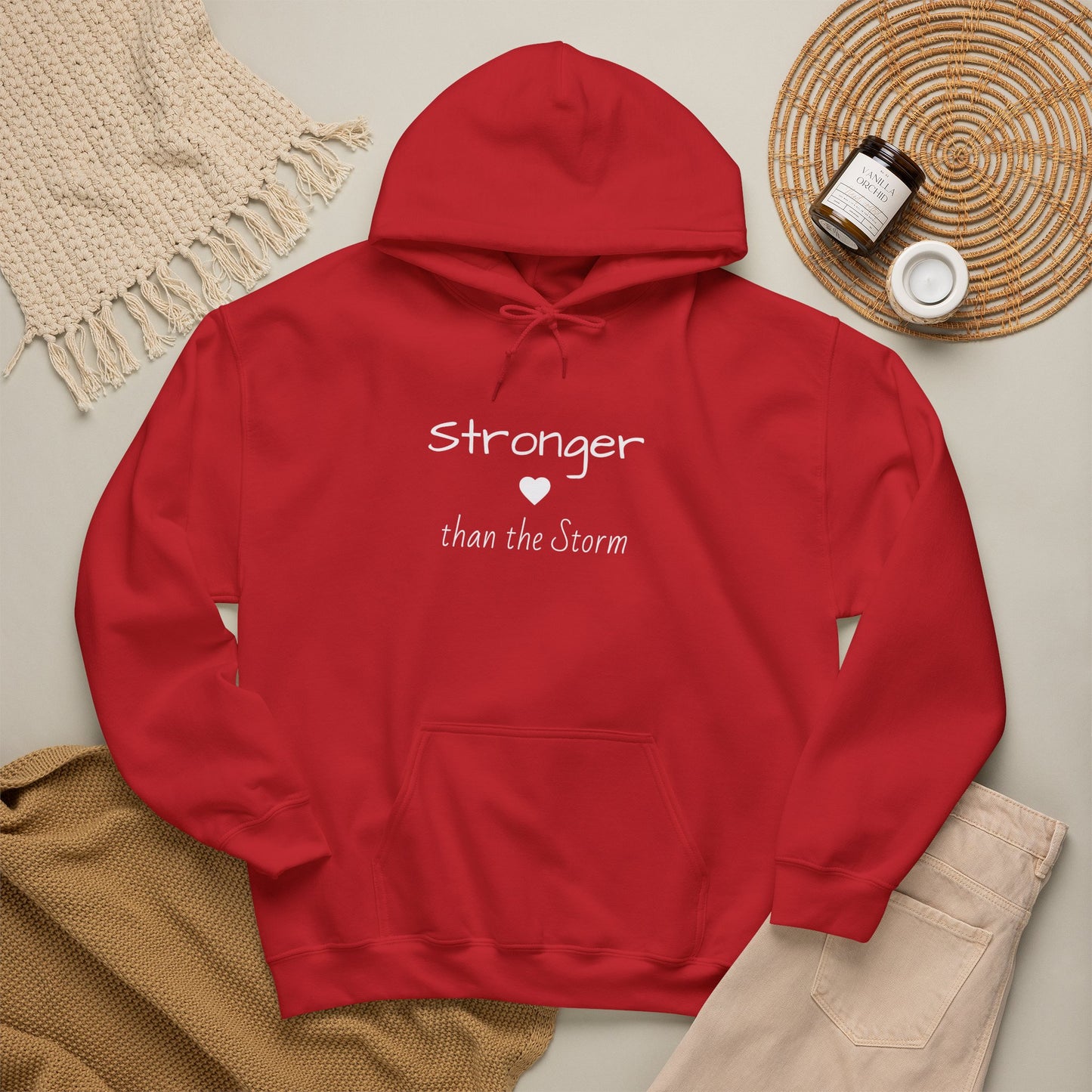 "Stronger than the Storm" Inspirational Pullover Hoodie