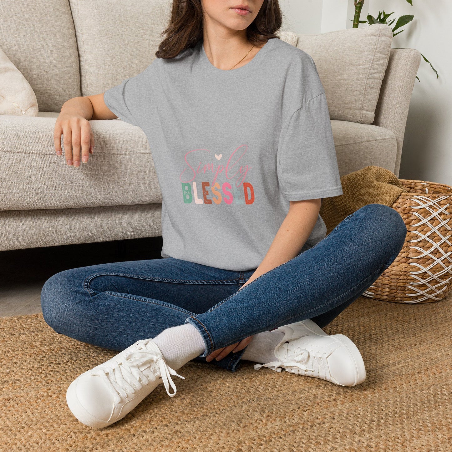 Simply Blessed T-Shirt — Pastel Script Faith Tee