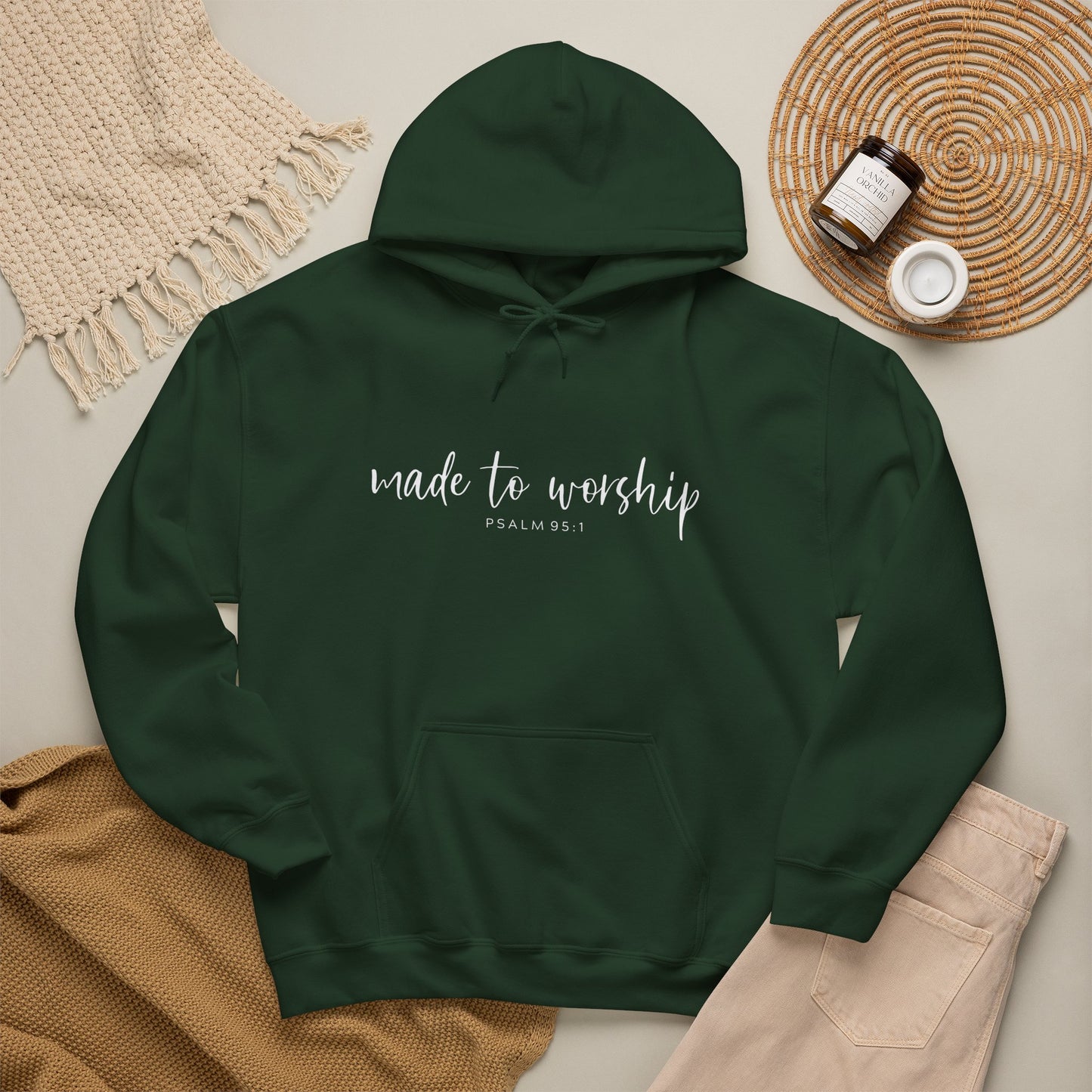 "Made to Worship" Hoodie — 'Made to Worship' Psalms 95:1 Christian Hoodie