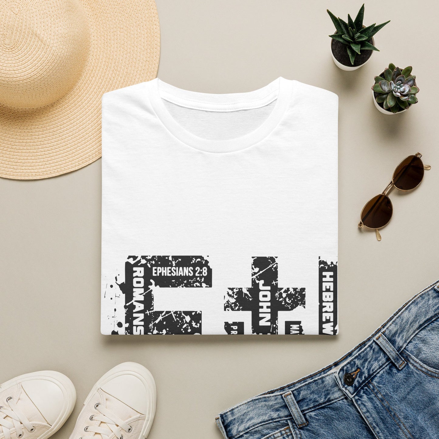 Faith Cross T-Shirt — Christian Scripture Graphic Tee (Ephesians 2:8)