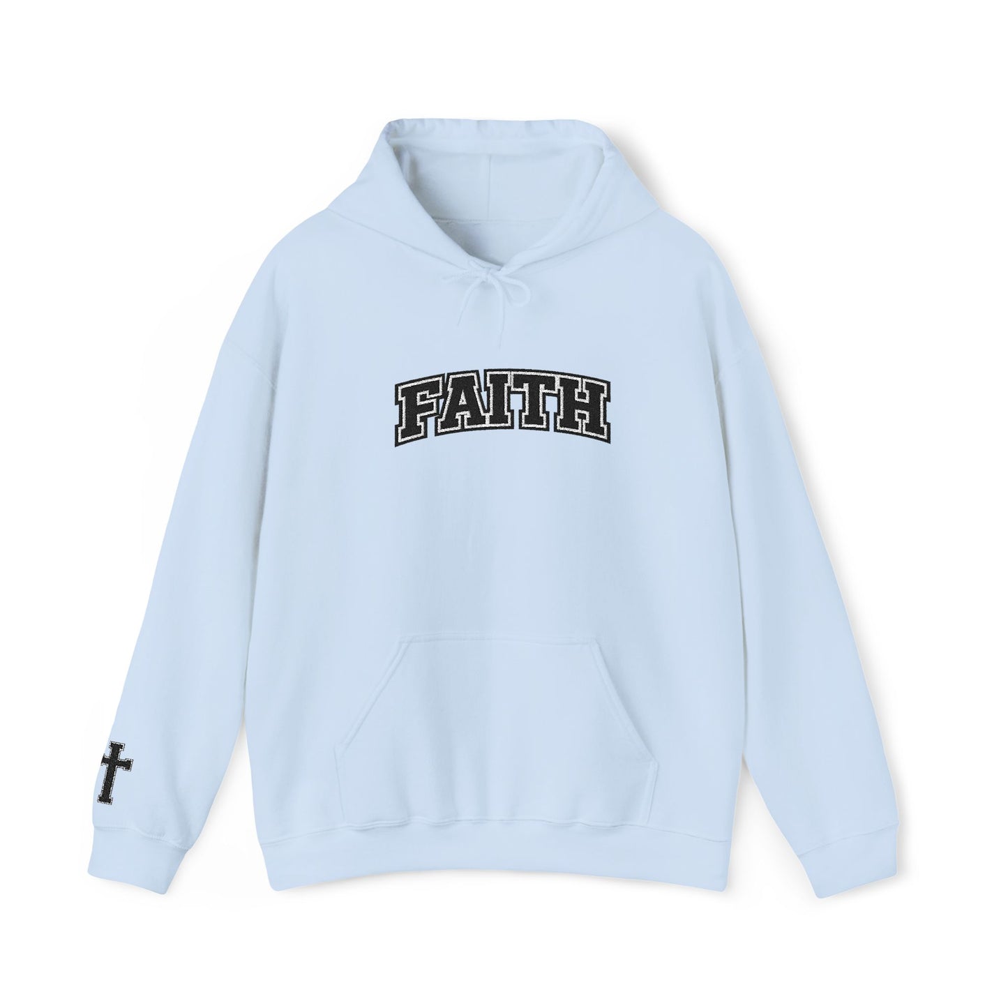 FAITH Collegiate Embroidered Hoodie  Bold faith. Everyday comfort.