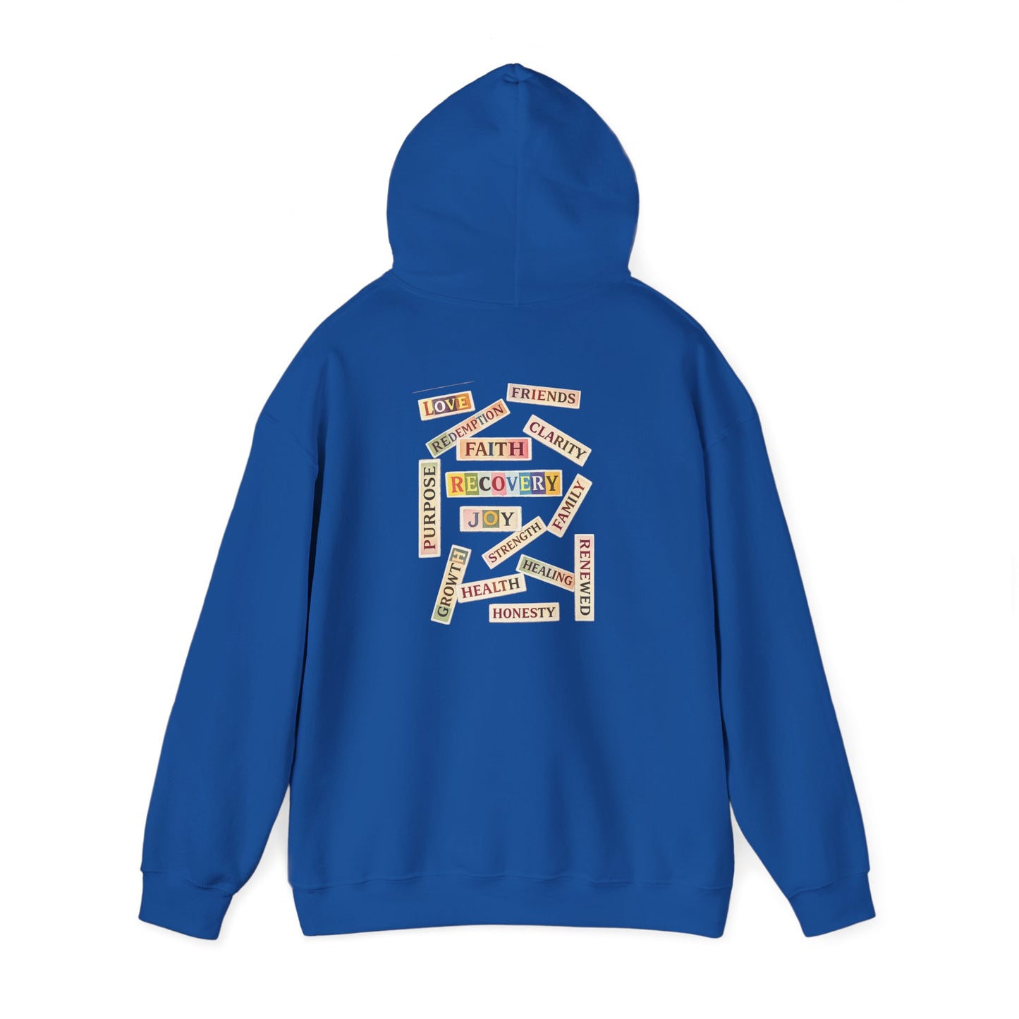 Recovery Words Hoodie — Inspirational Word Cloud Hooded Sweatshirt