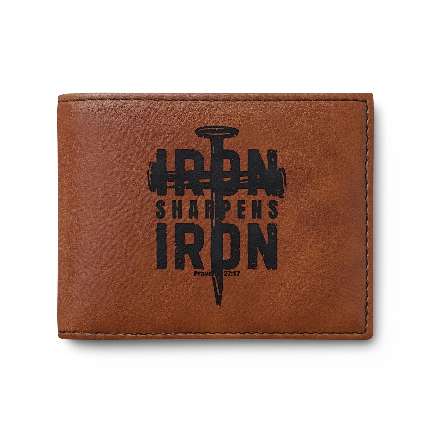 Bi-Fold Wallet — 'Iron Sharpens Iron' Nail Logo Leather Wallet