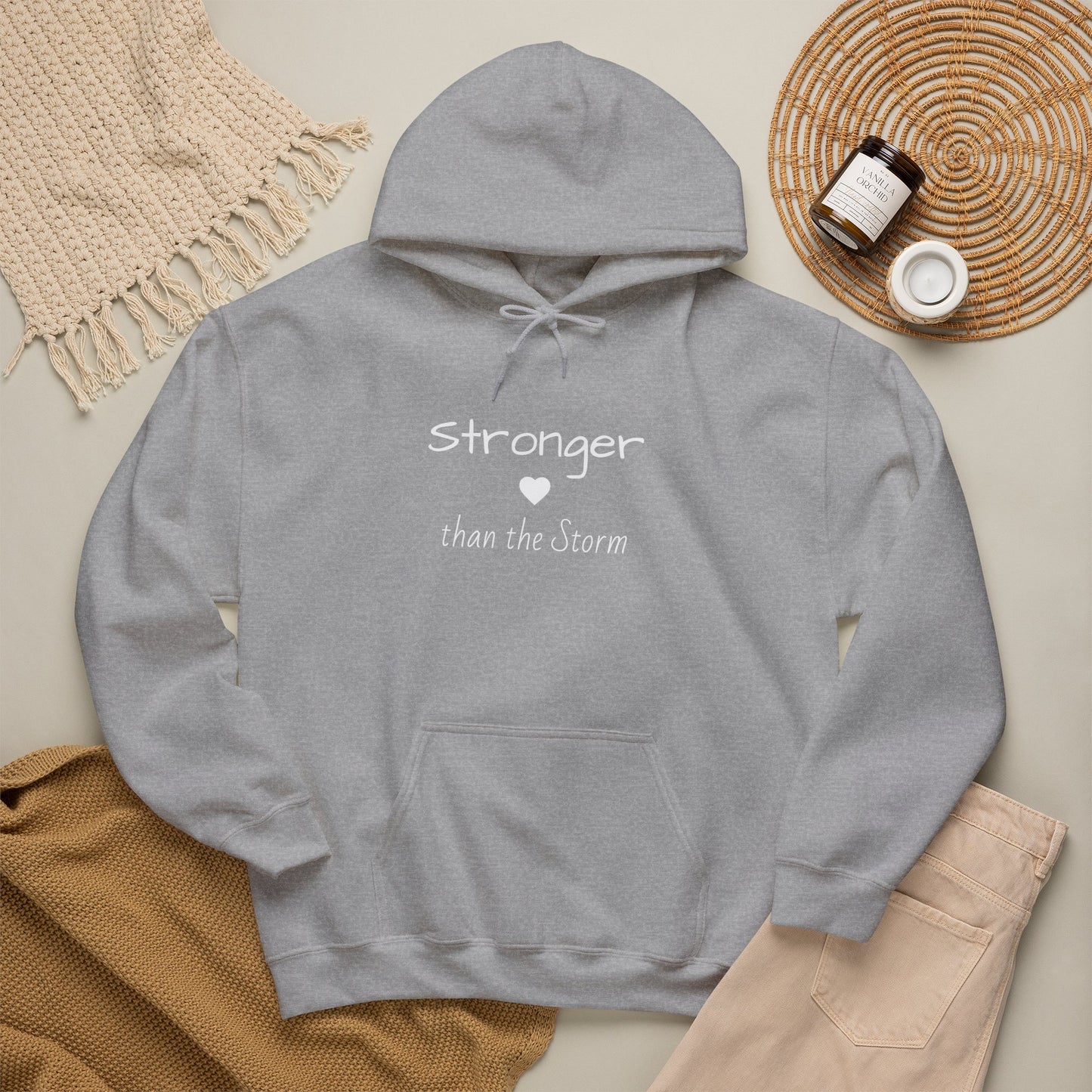 "Stronger than the Storm" Inspirational Pullover Hoodie