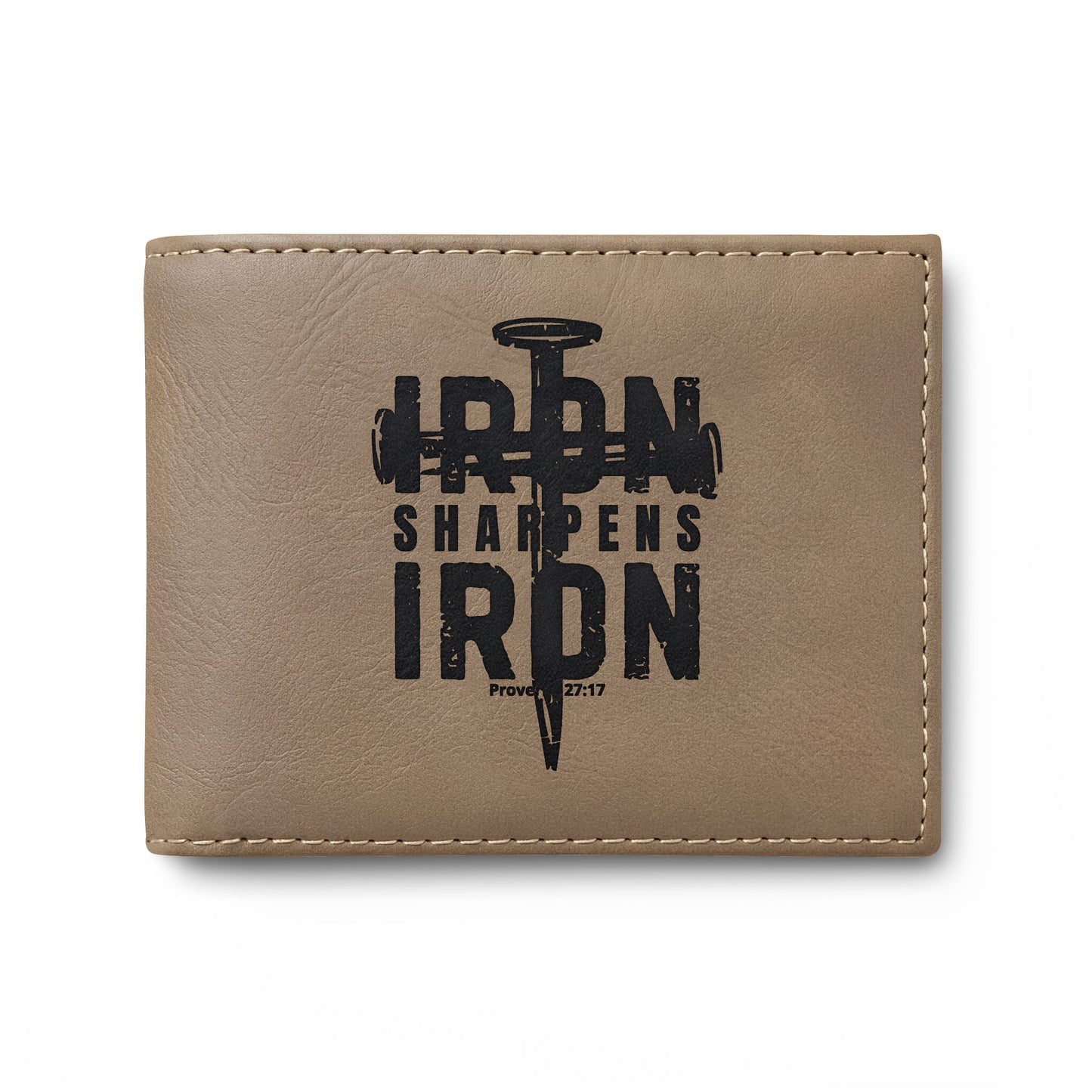 Bi-Fold Wallet — 'Iron Sharpens Iron' Nail Logo Leather Wallet
