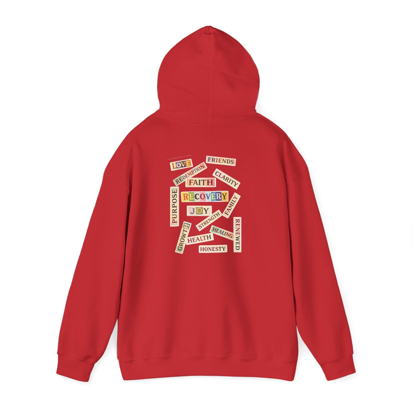 Recovery Words Hoodie — Inspirational Word Cloud Hooded Sweatshirt