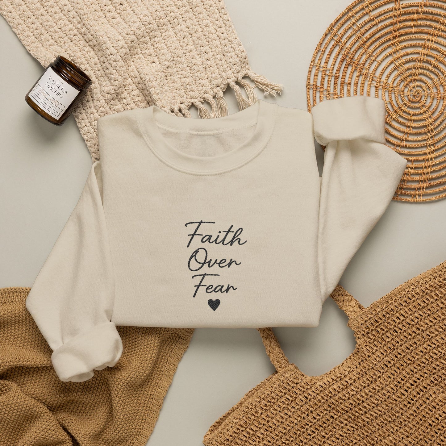 Embroidered "Faith Over Fear" Quietly Confident Christian Testimony
