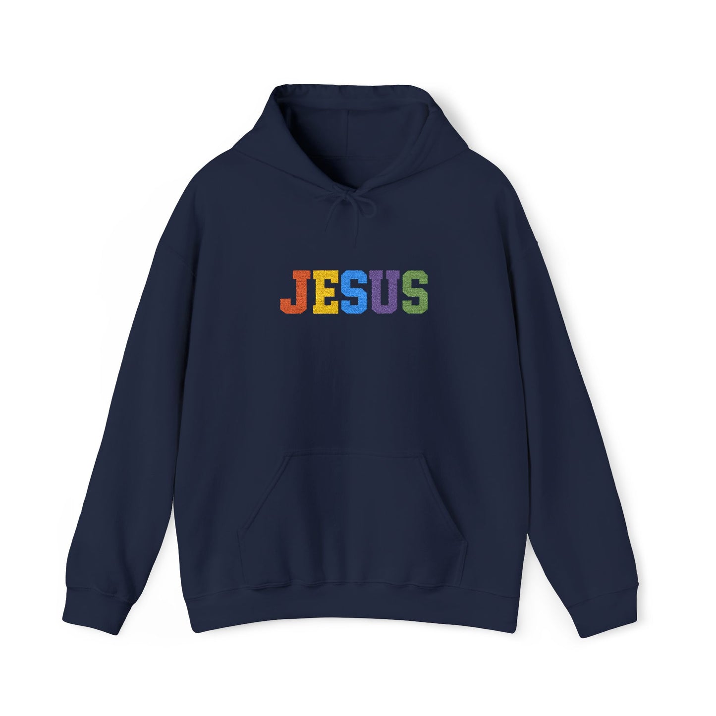 Embroidered Faith-Inspired “JESUS” Pullover Hoodie for Everyday Comfort