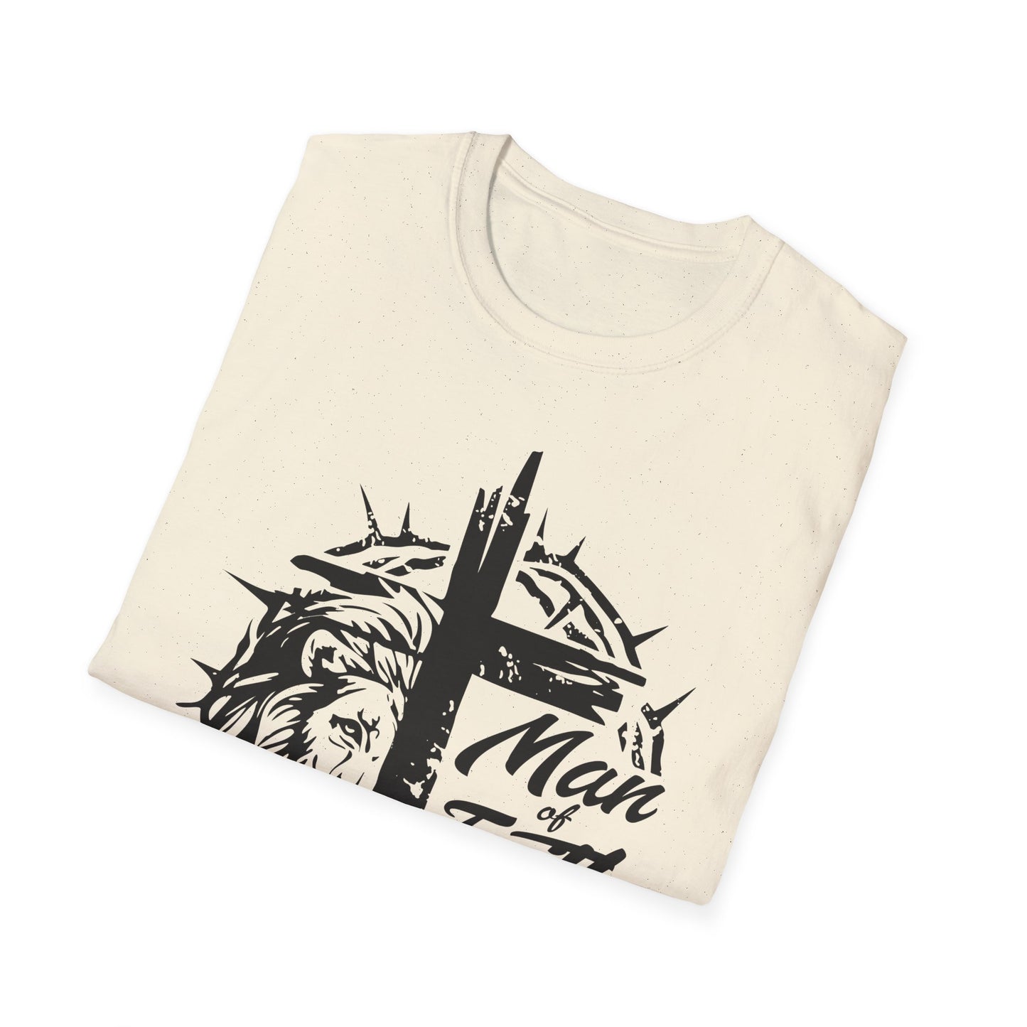 Faith Lion Cross T-Shirt — "Man of Faith" Christian Graphic Tee