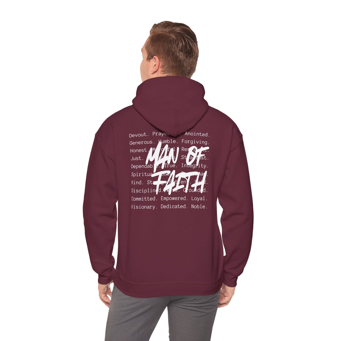 Man of Faith Hoodie — Inspirational Christian Script Pullover