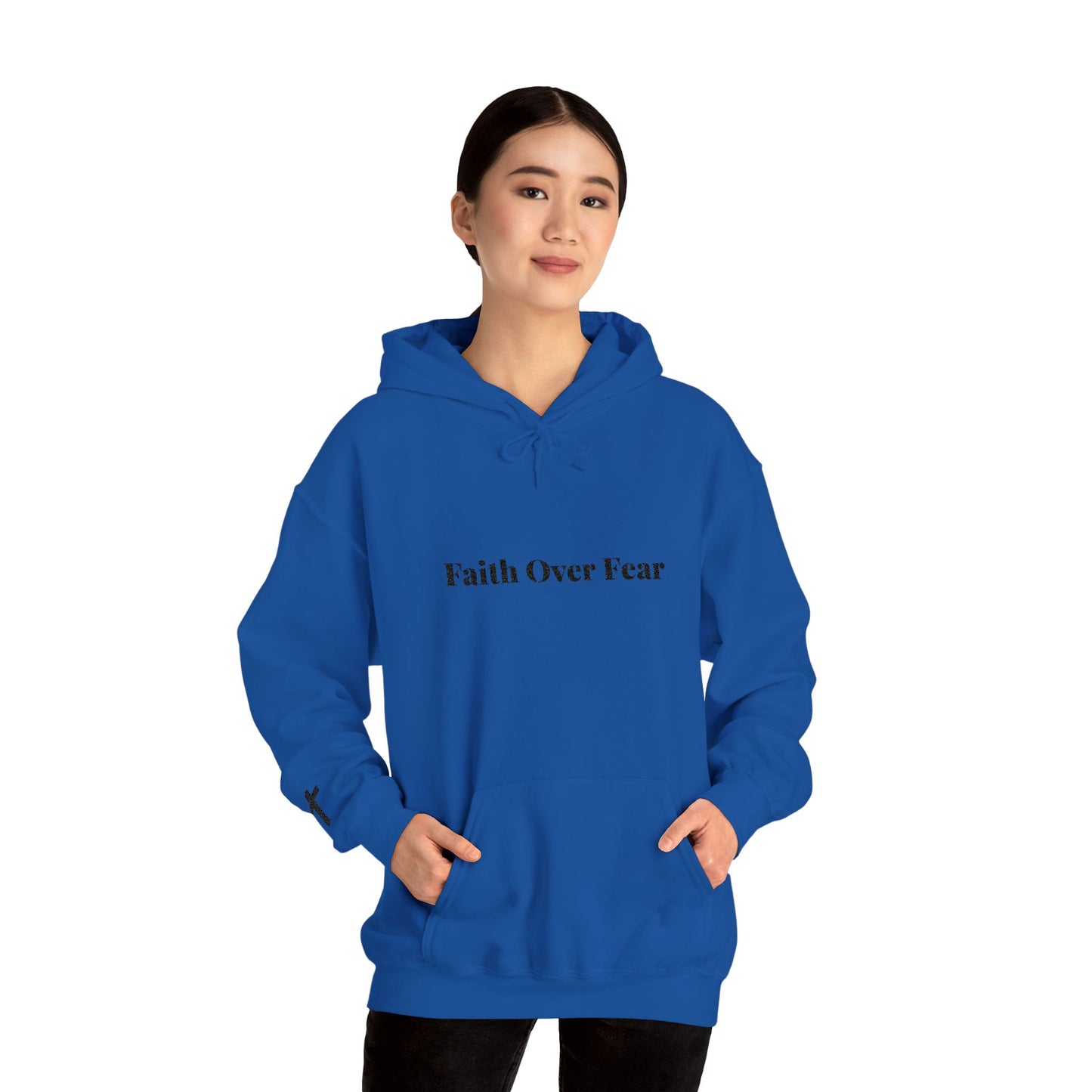 Faith Over Fear Hoodie — Minimal Christian Cross Pullover