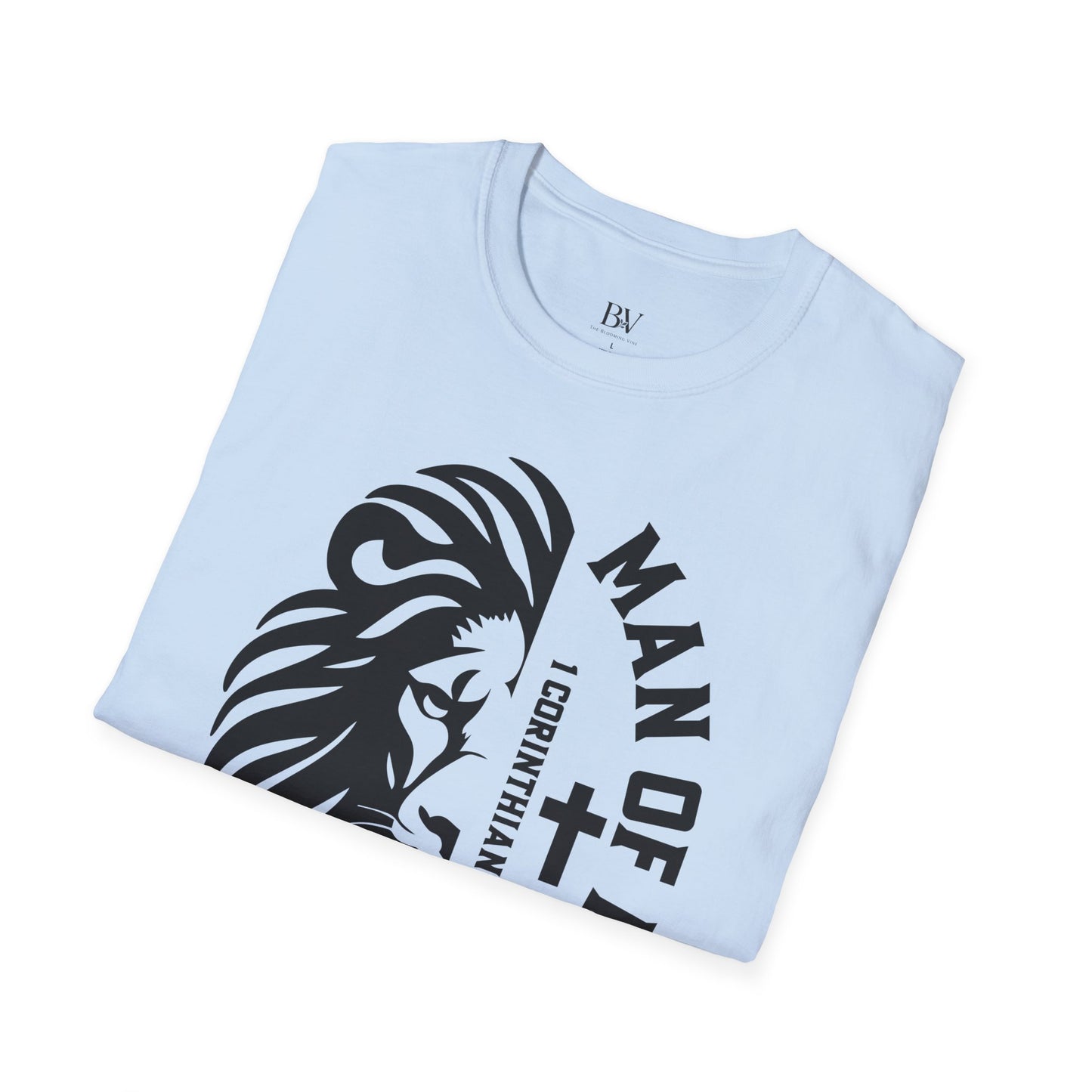 "Man of Faith" Lion T-Shirt — Christian Faith Tee (1 Corinthians 16:13)