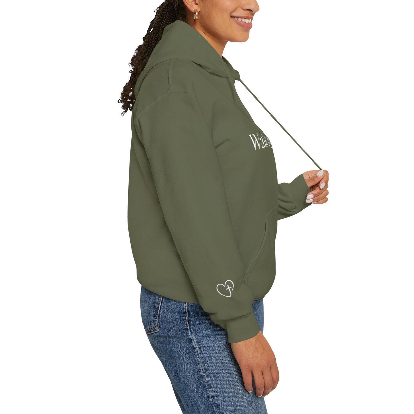 Walk by Faith Hoodie — Heart Cross Sleeve