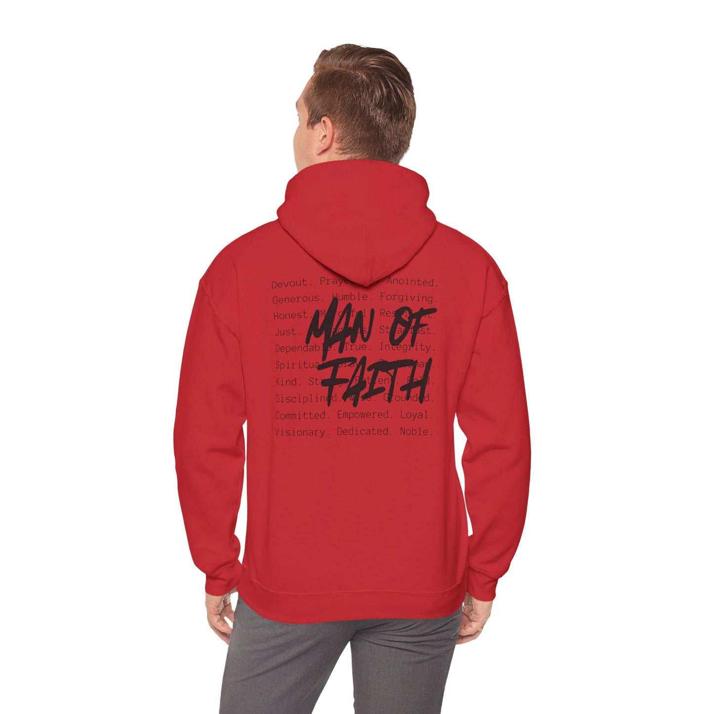 Man of Faith Hoodie — Inspirational Christian Script Pullover