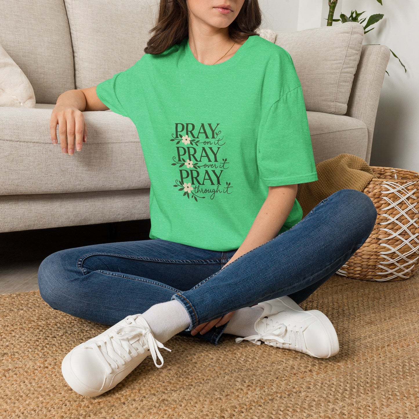 Floral "Pray On It, Pray Over It, Pray Through It" Tee