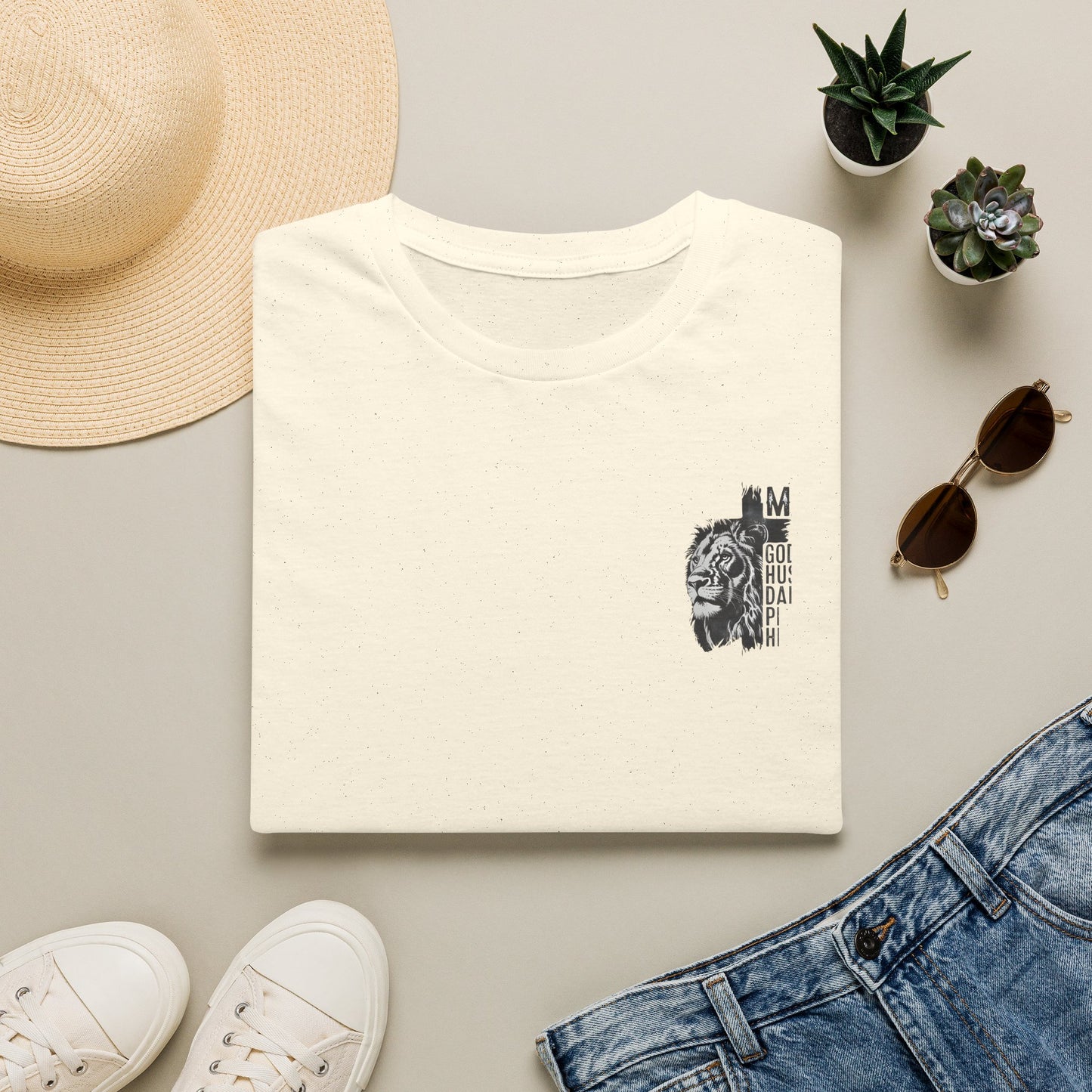 Lion Portrait Pocket T-Shirt — Minimalist Animal Graphic Tee