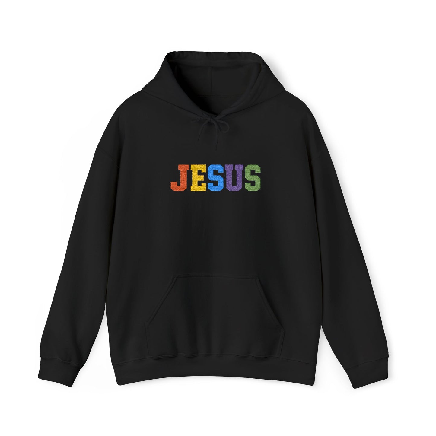 Embroidered Faith-Inspired “JESUS” Pullover Hoodie for Everyday Comfort
