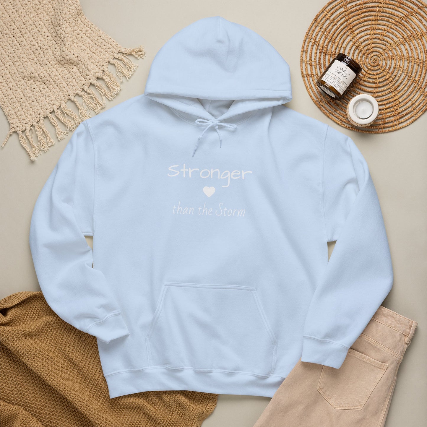 "Stronger than the Storm" Inspirational Pullover Hoodie