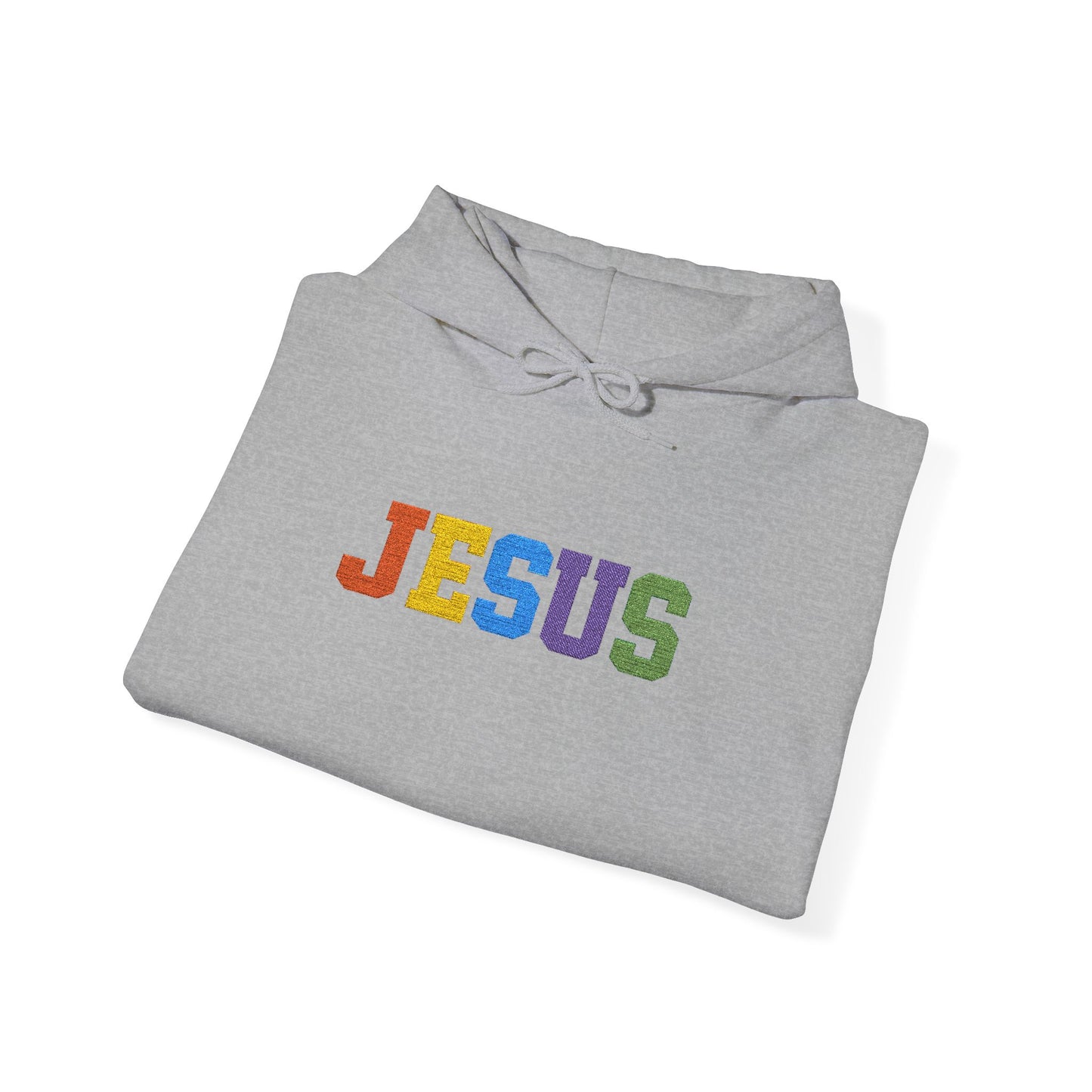 Embroidered Faith-Inspired “JESUS” Pullover Hoodie for Everyday Comfort