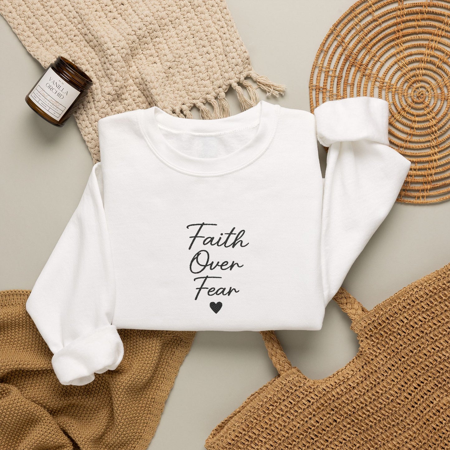 Embroidered "Faith Over Fear" Quietly Confident Christian Testimony