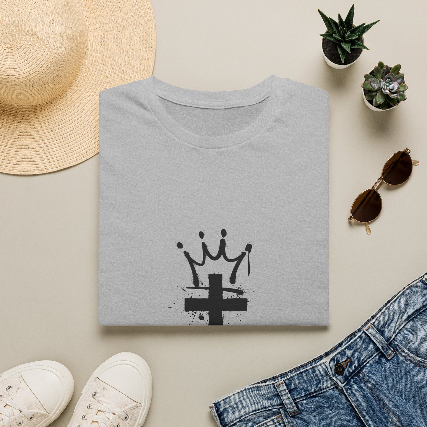 Jesus King T-Shirt — Crowned Cross Faith Graphic Tee