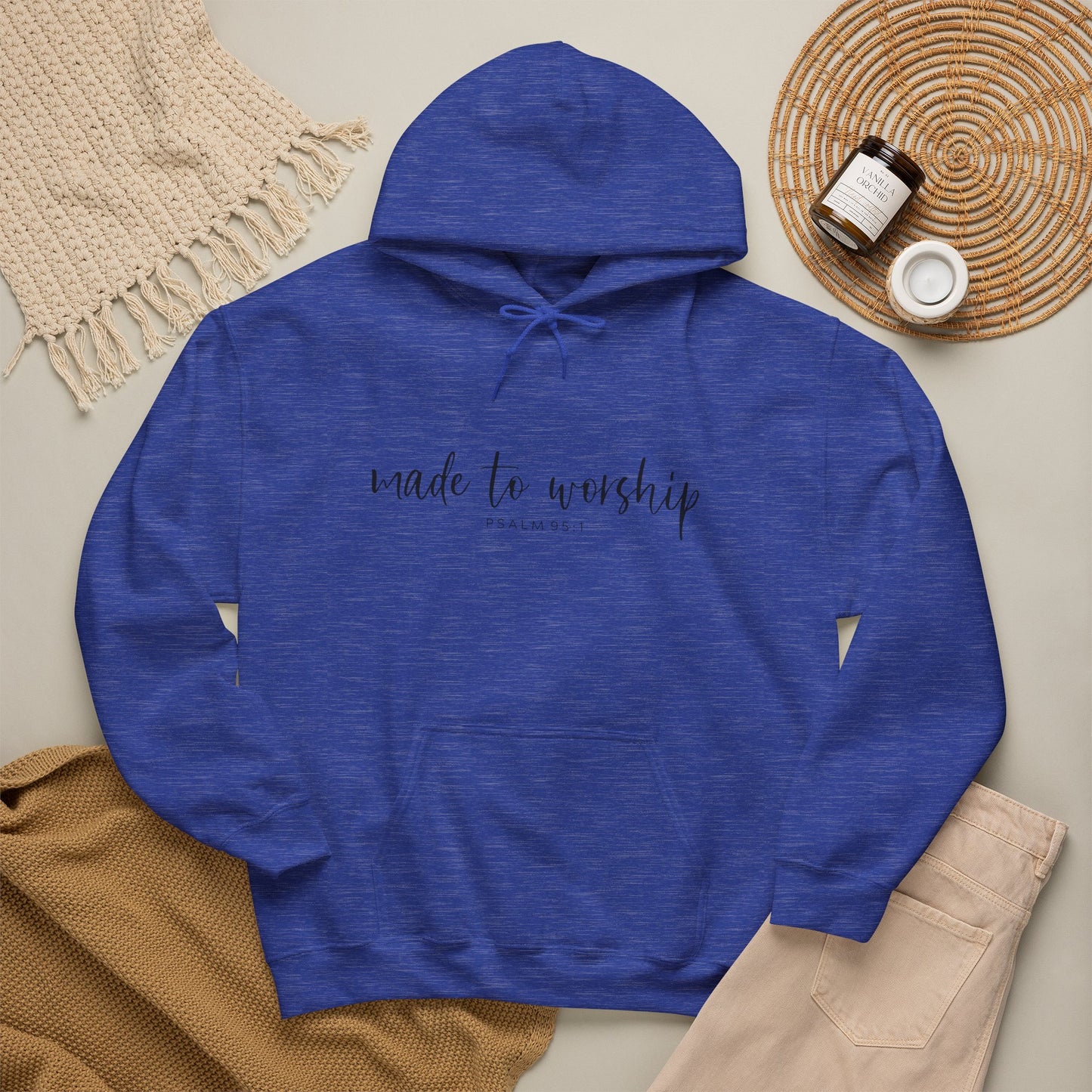 "Made to Worship" Hoodie — 'Made to Worship' Psalms 95:1 Christian Hoodie