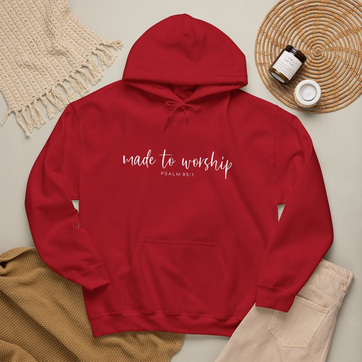 "Made to Worship" Hoodie — 'Made to Worship' Psalms 95:1 Christian Hoodie