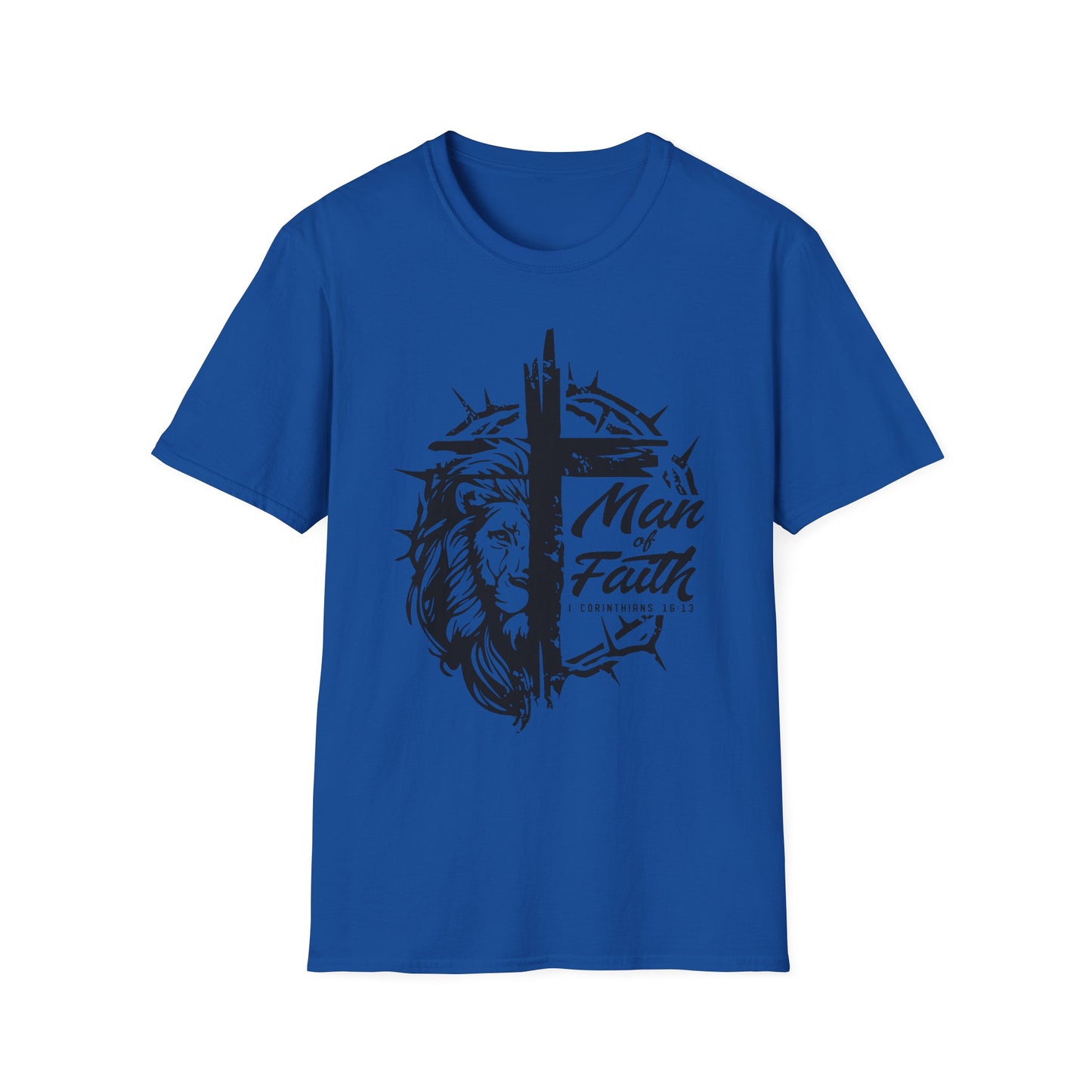 Faith Lion Cross T-Shirt — "Man of Faith" Christian Graphic Tee
