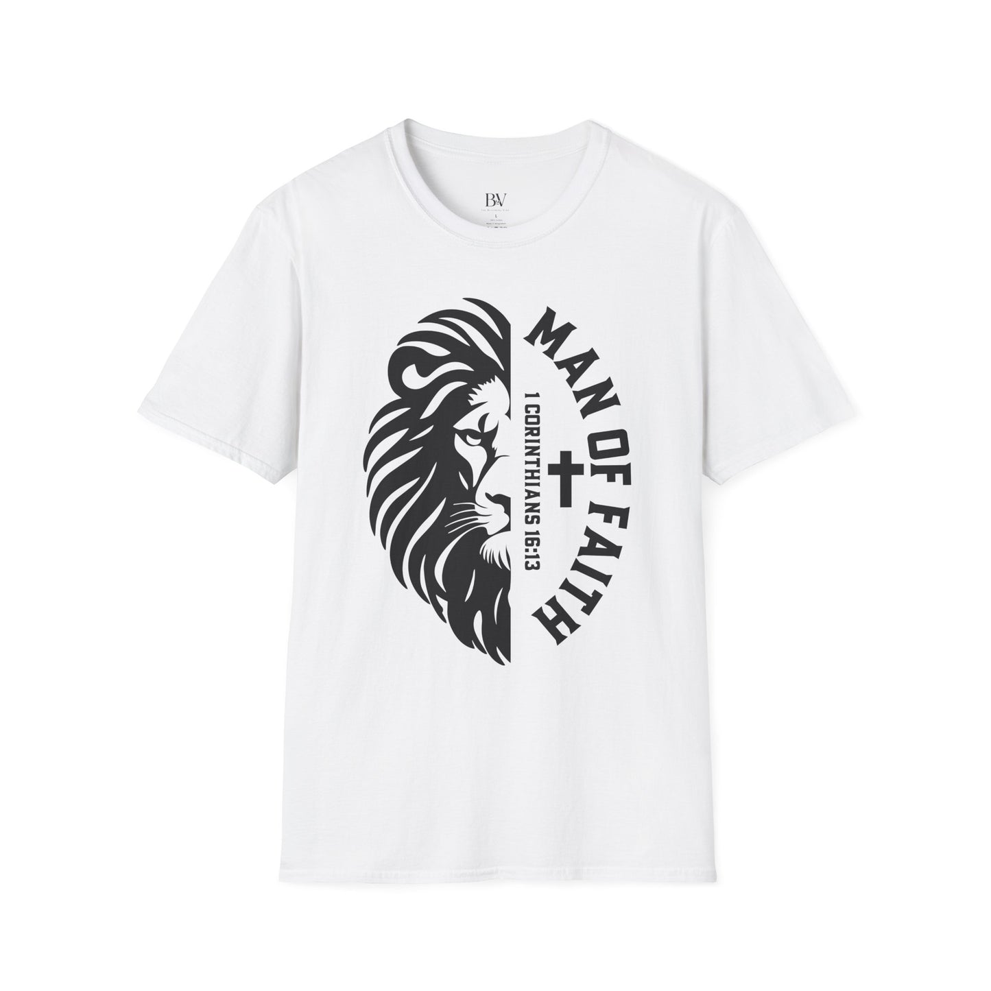 "Man of Faith" Lion T-Shirt — Christian Faith Tee (1 Corinthians 16:13)