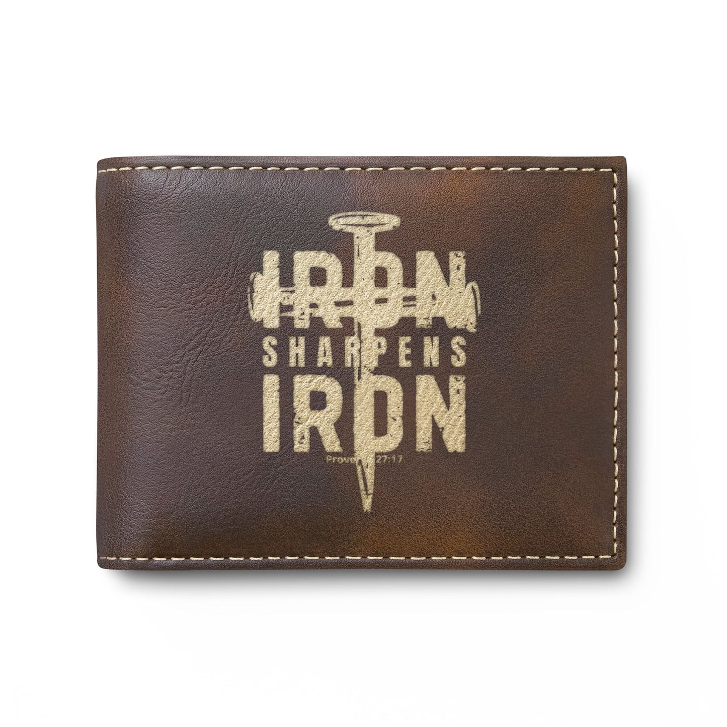 Bi-Fold Wallet — 'Iron Sharpens Iron' Nail Logo Leather Wallet