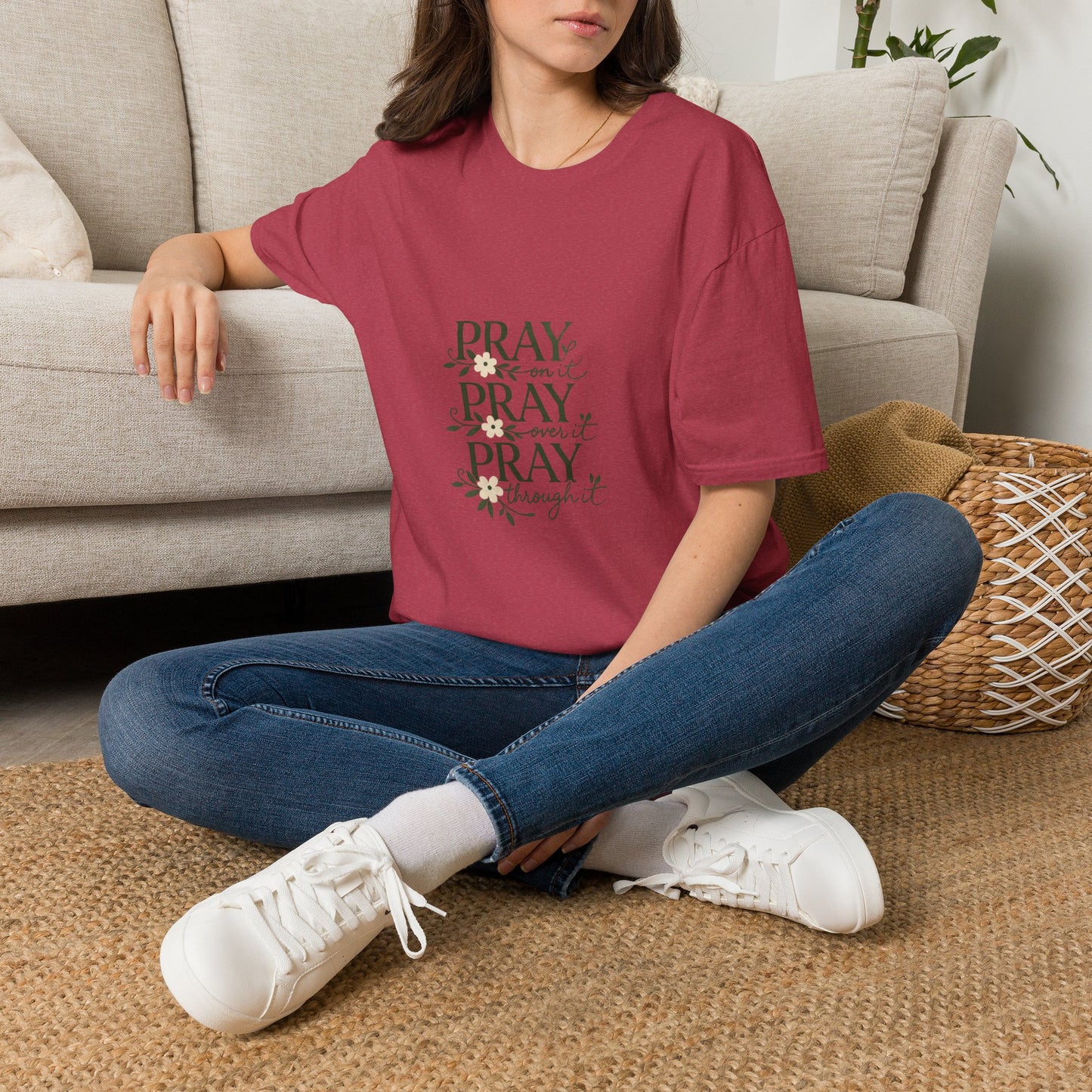 Floral "Pray On It, Pray Over It, Pray Through It" Tee