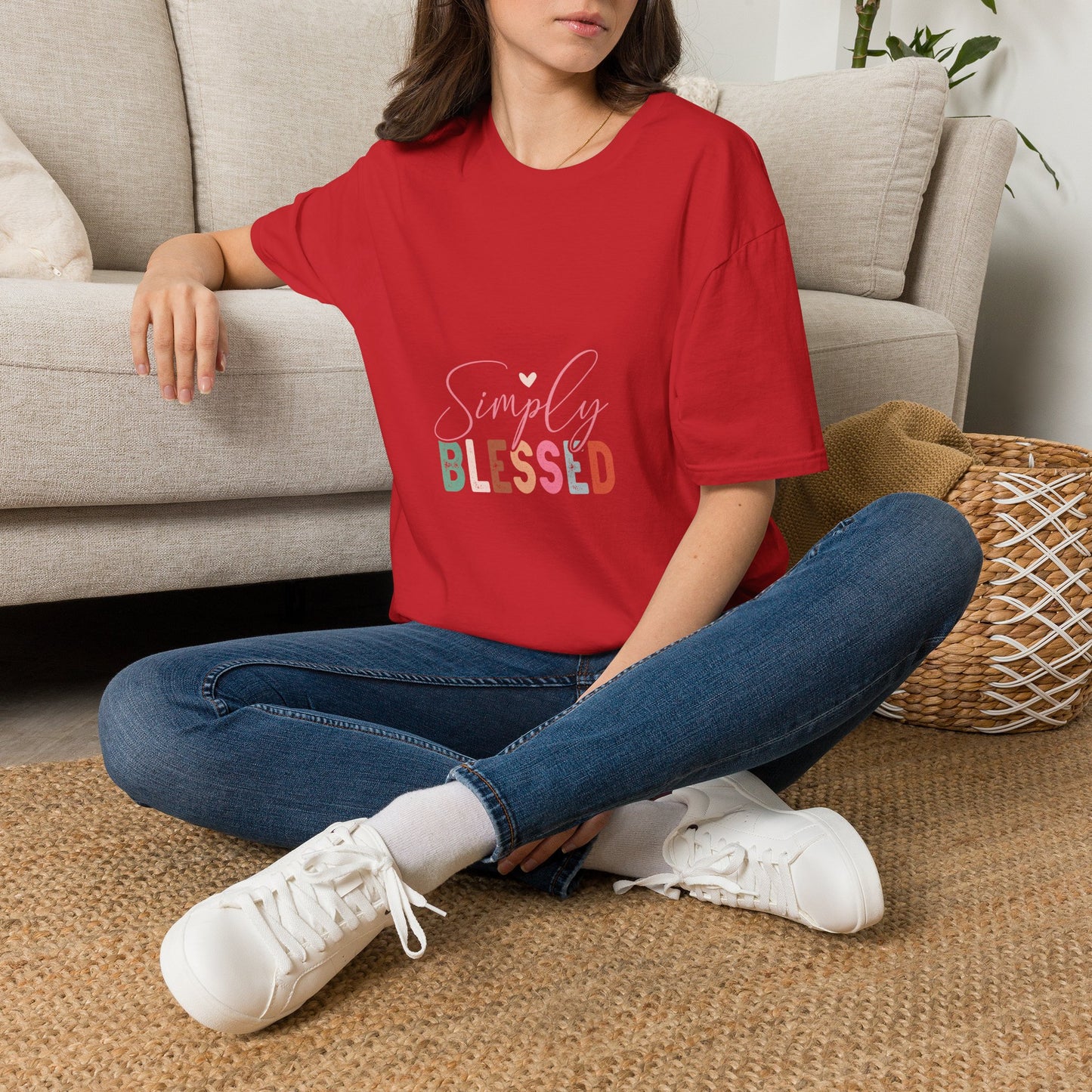 Simply Blessed T-Shirt — Pastel Script Faith Tee