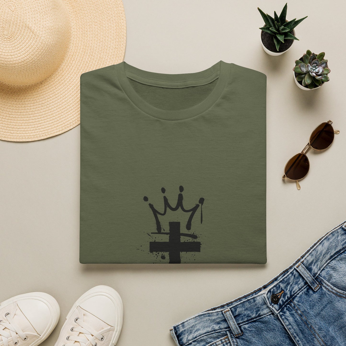 Jesus King T-Shirt — Crowned Cross Faith Graphic Tee